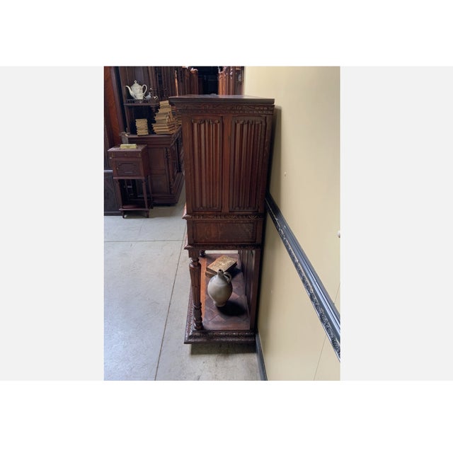 Brown Antique Neo-Gothic Silver Cabinet, 1890 For Sale - Image 8 of 12