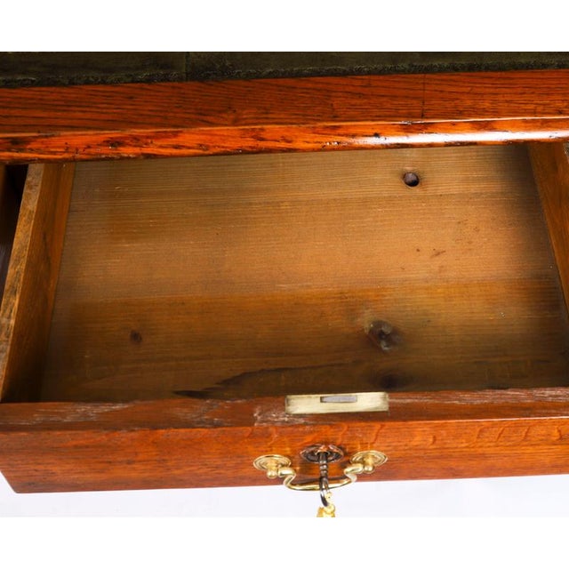 Antique Victorian 6 Drawer Oak Partners Writing Table Desk C1850 19th Century For Sale - Image 18 of 18
