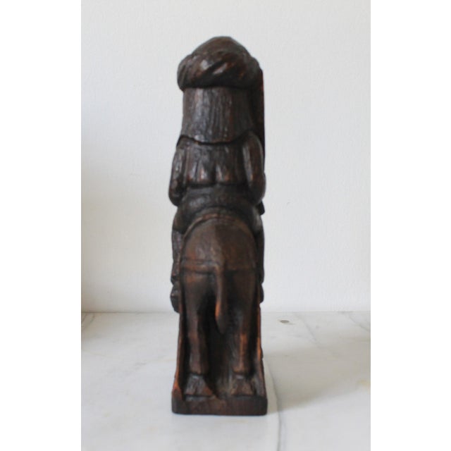 Figurative Vintage Hand-Carved Wooden Folk Art Figure Riding a Donkey For Sale - Image 3 of 9