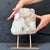 White Natural Quartz Crystal Sculpture on Golden Metal Stand For Sale - Image 8 of 12