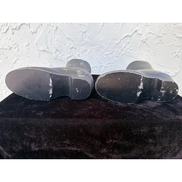 Metal Antique Victorian Cast Iron Lady’s Button Boots – Decorative Miniature Pair For Sale - Image 7 of 8