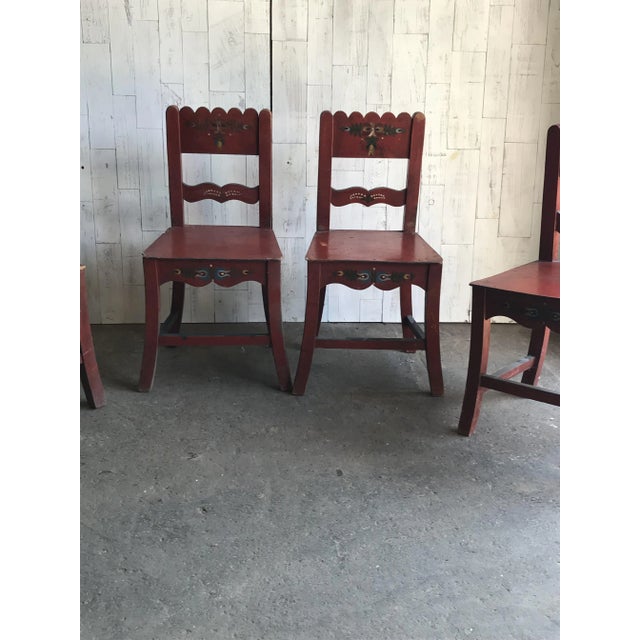 Antique Painted Wooden Dining Chairs, Set of 4 For Sale - Image 6 of 12