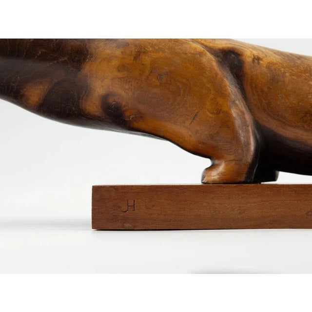 Mid-Century Carved Burr Elm Otter Sculpture, 1960s For Sale - Image 3 of 9