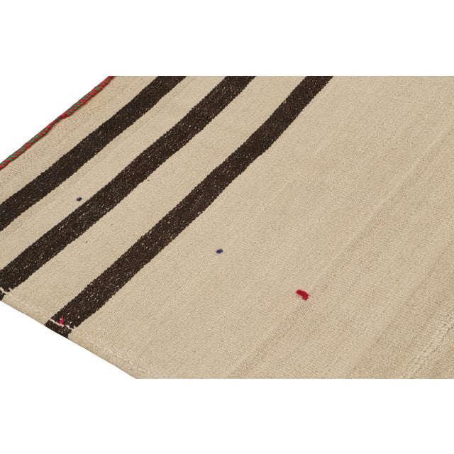 1950s Vintage Persian Kilim in Beige With Rich Brown Stripes by Rug & Kilim For Sale In New York - Image 6 of 7