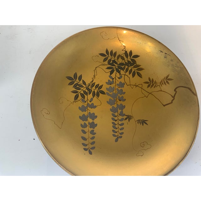 Vintage Japanese Laquer Wisteria Bowl and Plate Set For Sale In Providence - Image 6 of 8