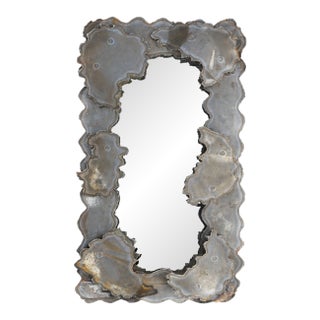Mid 20th century Industrial Brutalist Hand-Welded Steel Wall Mirror For Sale