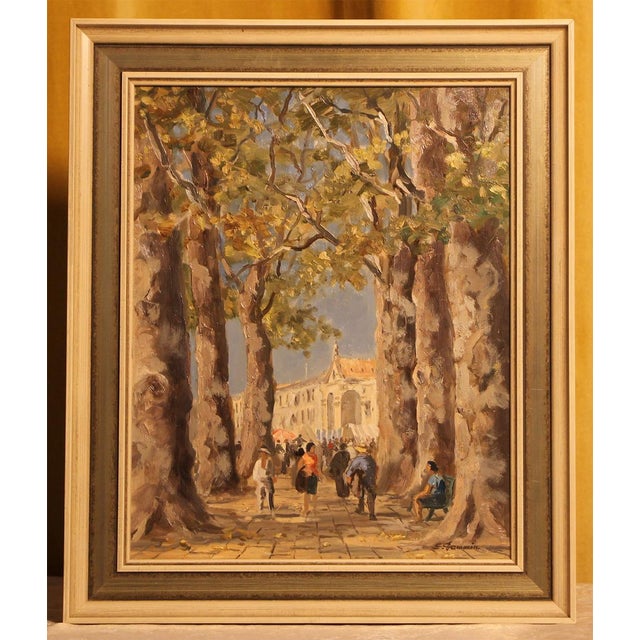 Erich Demmin, Summer Promenade with Figures, 20th Century, Oil on Canvas, Framed For Sale - Image 6 of 9