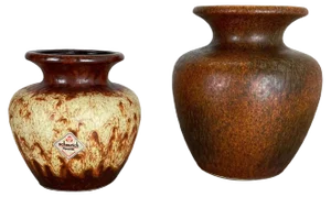 Multi-Color Pottery Fat Lava Vases from Scheurich, Germany, 1970s, Set of 2