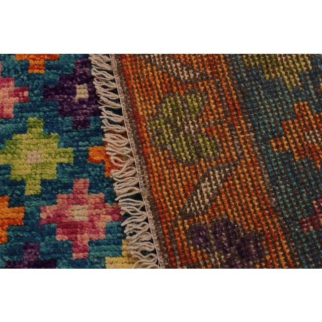 Textile 1990s Shabby Chic Balouchi Teal/Orange Wool Rug - 4'10 X 6'11 For Sale - Image 7 of 8