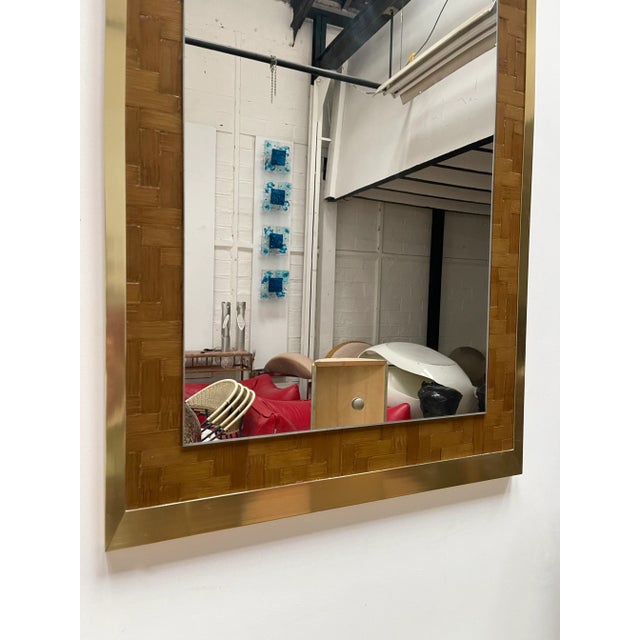 Wood 1970s Dal Vera Bamboo & Brass Mirror For Sale - Image 7 of 10