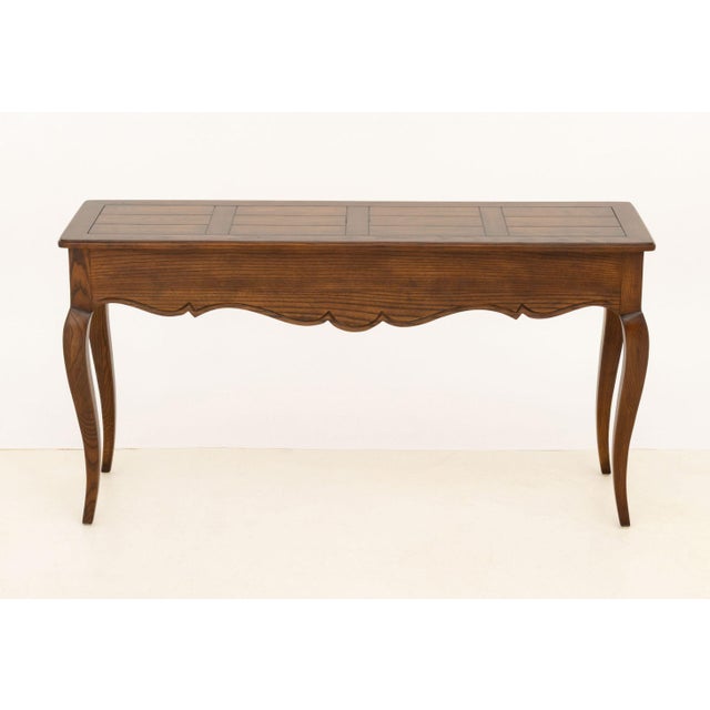 Brown Henredon French Provincial Style Oak Console Table For Sale - Image 8 of 9