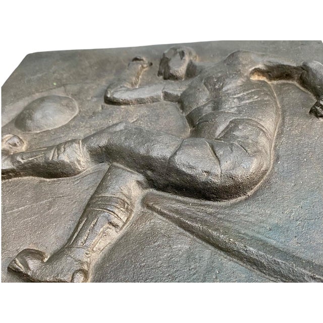 1930s Allan Ebeling, Art Deco Modernist Wall Relief of a Football Player, 1930s, Cast Iron For Sale - Image 5 of 14