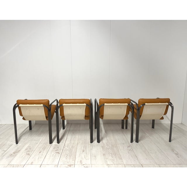 Italian Leather Chairs, 1970s, Set of 4 For Sale - Image 4 of 15