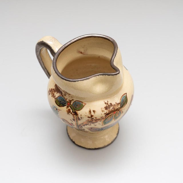 Beige Catalan Hand-Painted Ceramic Jug Vase by Diaz Costa, 1960s For Sale - Image 8 of 13