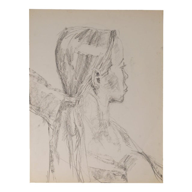 Unknown, Depicting the Face of a Young Woman, 20th Century, Drawing on Paper For Sale