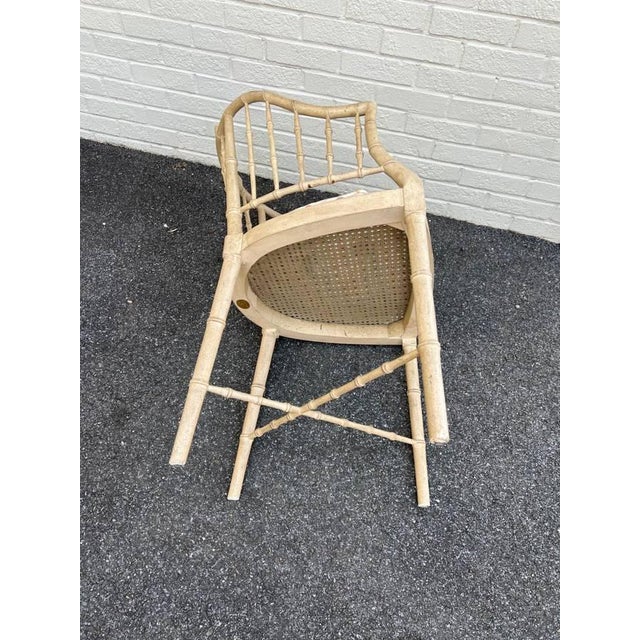 Baker Furniture Vintage Faux Bamboo Cane Seat Tub Chairs With Cane Seat and Cross Stretcher Removable cushions Great...