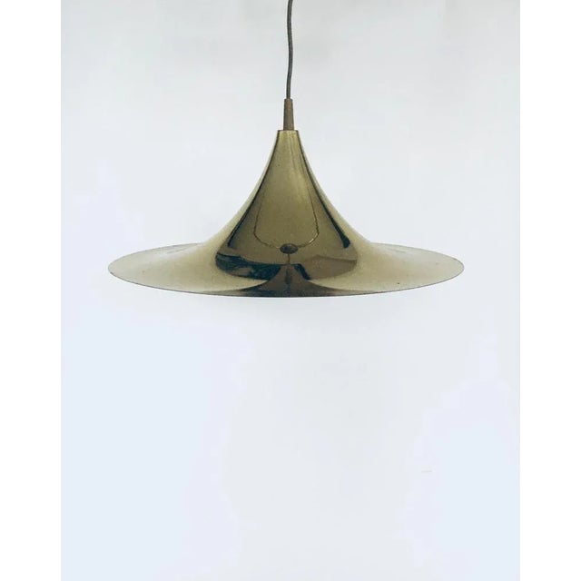 Postmodern Witch Hat Gold Pendant Lamp, 1980s For Sale - Image 10 of 13