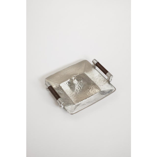 Hammered Pewter Tray with Wooden Handles from Schohaus, 1970s For Sale - Image 6 of 10