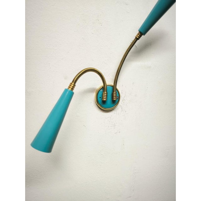 Mid-Century Modern Sputnik Wall Light with Adjustable Brass Arms, 1960s For Sale - Image 3 of 10