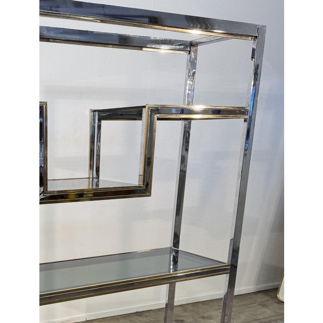 Romeo Rega Chrome and Brass Étagère / Library, Italy, 1970s For Sale - Image 9 of 11