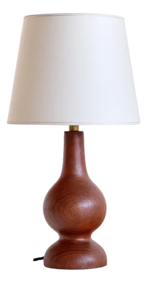 Danish Sculptural Table Lamp in Teak Wood and Ivory Drum Shade, 1960s