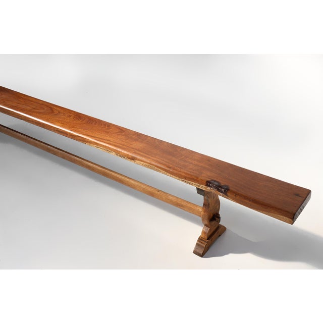 France / 1850 / Monastery bench / solid elm wood / Rustic / Mid-Century Stunning long wooden bench made in the 19th...