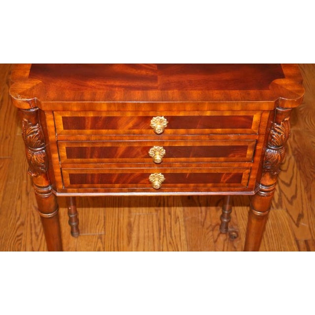 Maitland - Smith Maitland Smith Flame Mahogany Regency Style Nightstand For Sale - Image 4 of 11