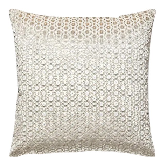 The House of Scalamandré Manetta Pillow, Silver For Sale