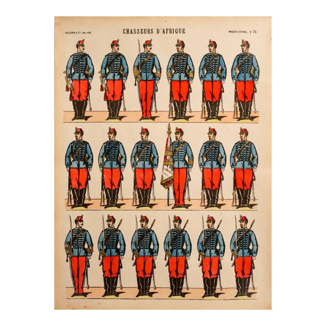1880s - 1890s French Military Print - Imagerie d'Épinal #76 - Chasseurs d'Afrique For Sale