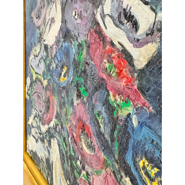 French Modernist Oil on Canvas Still Life of Anemones, Nice, France For Sale - Image 12 of 15