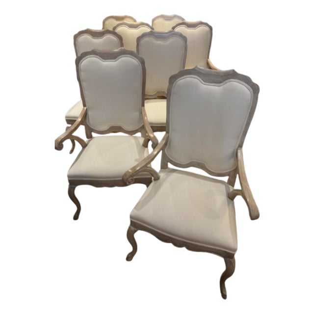 Late 20th Century Minton Spidell Set of 8 French Style Upholstered Armchairs For Sale