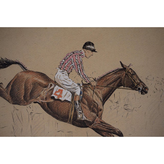 Paint "Good Old Bon Master Gets Over the 3rd" Fence at the "Maryland Hunt Club" 1931 Gouache by Paul Brown For Sale - Image 7 of 7