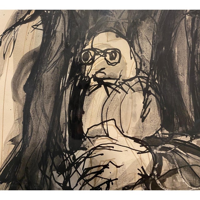 Paint Arnold Mesches Watercolor Original Painting Carnival Performer With Birds 1961 Art For Sale - Image 7 of 10