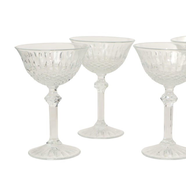 Vintage Regency Fidenza Crystal Champagne Glasses, 1980s, Set of 7 For Sale - Image 12 of 18