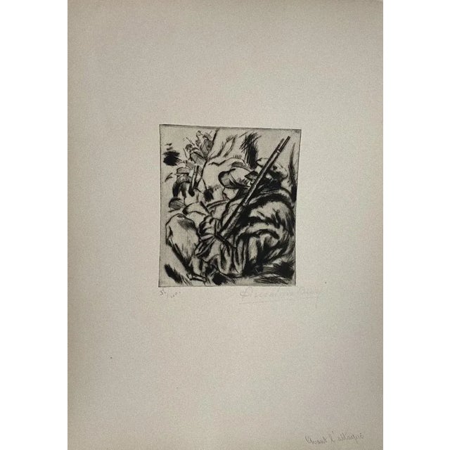 Military"" 1917 is a beautiful print in etching technique, realized by Anselmo Bucci (1887-1955). Hand signed. Numbered...