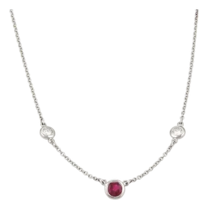 Tiffany & Co. Peretti Color By The Yard Ruby Diamond Platinum Necklace
