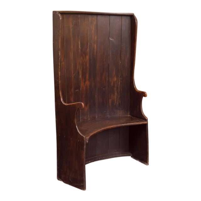 Late 19th Century Curved Oak Settle Bench For Sale