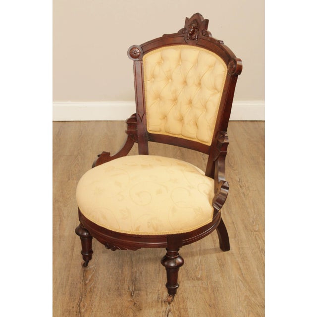 Antique Victorian His & Hers Walnut Armchairs - A Pair For Sale - Image 12 of 13