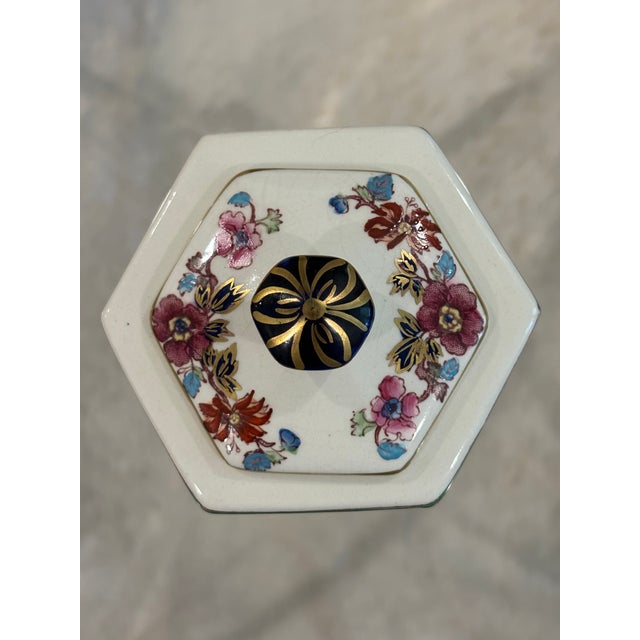 Early 20th Century Mason's Brocade Hexagonal Lidded Ironstone Tea Caddy / Jar For Sale - Image 9 of 18