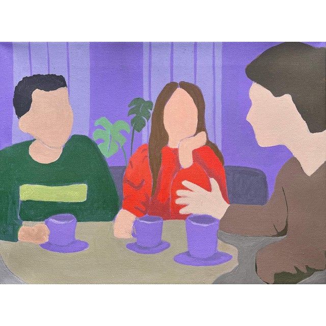 Coffee Shop Talk, Original Acrylic Painting by Tracy Allegro For Sale