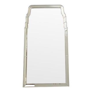 Hand Carved Queen Anne Mirror Finished in Distressed Silver Leaf by Mirror Home For Sale