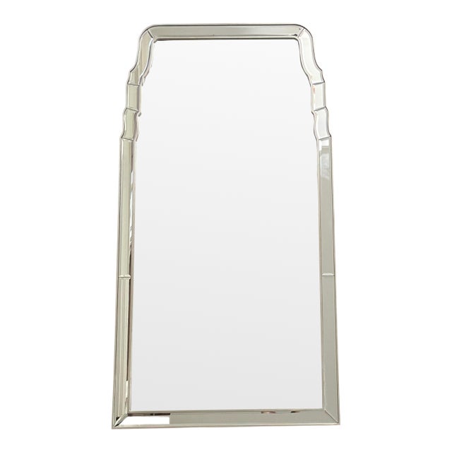 Hand Carved Queen Anne Mirror Finished in Distressed Silver Leaf by Mirror Home For Sale