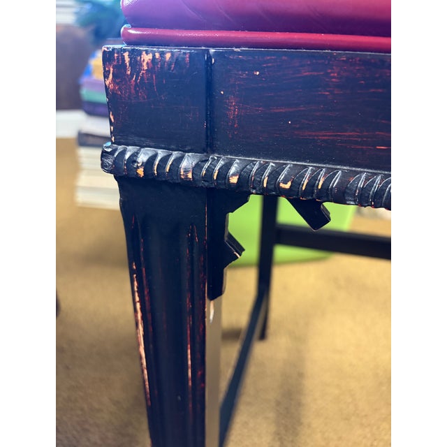 Vintage CTH Counter Height Wood Bar Stools With Red Leather Seats, Chippendale Styled For Sale - Image 10 of 10