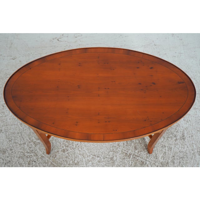 English English Yew Wood Oval Coffee Cocktail Table For Sale - Image 3 of 13
