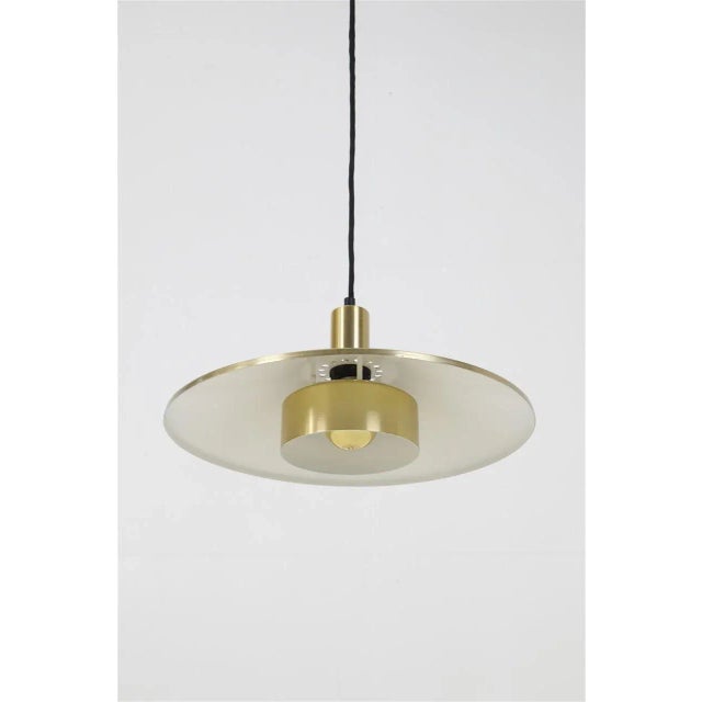 Mid-Century Modern Danish Gold-Colored Hanging Lamp from Vitrika, 1970s For Sale - Image 3 of 16