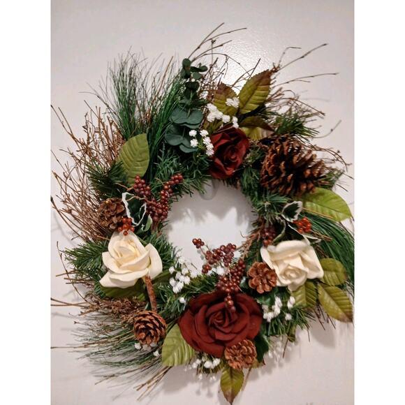 Elegant Victorian Roses Winter Door Wreath Holiday Decor Christmas Arrangement‎ This is a luxury one of a kind wreath....