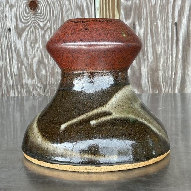 Vintage Boho Studio Pottery Vase For Sale - Image 4 of 5
