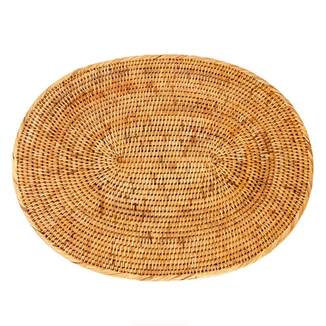 Artifacts Rattan Oval Placemat, Honey Brown, 15" Chairish