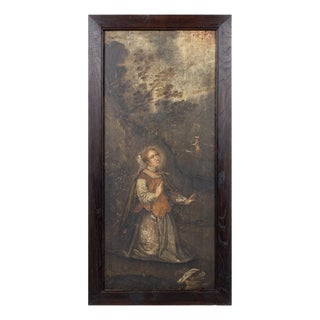 European School Artist, Landscape with Lady in Prayer, 18th Century, Oil Painting For Sale