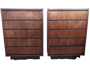 1970s Mid-Century Modern Lane Furniture Brutalist Tallboy Dresser Storage - A Pair